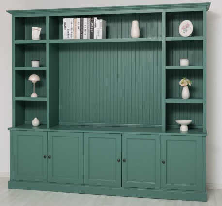 Biblioteca cu spatiu TV BAS+SUP de la Rustic Butique PS793BAS+SUP - Culoare_P114 - VOPSIT