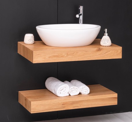 Blaturi de stejar cu dim. 80x50/40x10, cu suporturi de fier, lavoar inclus in pret - Culoare_P061 - LACUIT de la Rustic Butique OUTOPS738 - Culoare_P061 - LACUIT