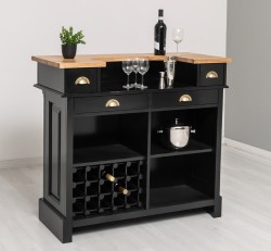 Bar cu suport pentru sticle de vin, blat stejar - Culoare Top_P061 - Culoare Corp_P150 - DUBLU COLOR de la Rustic Butique OUTPS671 - Culoare Top_P061 - Culoare Corp_P150 - DUBLU COLOR