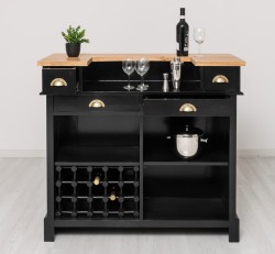 Bar cu suport pentru sticle de vin, blat stejar - Culoare Top_P061 - Culoare Corp_P150 - DUBLU COLOR de la Rustic Butique OUTPS671 - Culoare Top_P061 - Culoare Corp_P150 - DUBLU COLOR