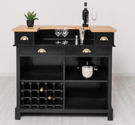Bar cu suport pentru sticle de vin, blat stejar - Culoare Top_P061 - Culoare Corp_P150 - DUBLU COLOR de la Rustic Butique OUTPS671 - Culoare Top_P061 - Culoare Corp_P150 - DUBLU COLOR
