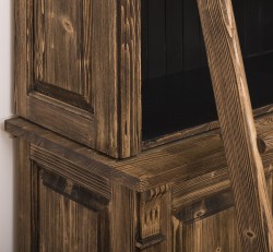 Biblioteca 2 usi BAS + vitrina deschisa SUP, Colectia Directoire, scara nu este inclusa in pret de la Rustic Butique PS75BAS + PS471SUP - Culoare Ext._P064 / Culoare Int._P003 - PERIAT ADANC