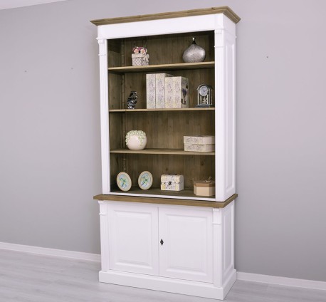Biblioteca 2 usi BAS + vitrina deschisa SUP, Colectia Directoire, scara nu este inclusa in pret de la Rustic Butique OUTPS75BAS+PS471SUP - Culoare Ext._P004 / Culoare Int., Top_P079 - DUBLU COLOR