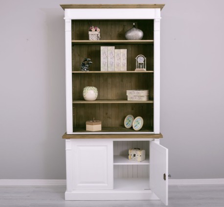 Biblioteca 2 usi BAS + vitrina deschisa SUP, Colectia Directoire, scara nu este inclusa in pret de la Rustic Butique OUTPS75BAS+PS471SUP - Culoare Ext._P004 / Culoare Int., Top_P079 - DUBLU COLOR