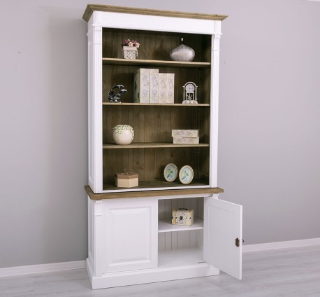 Biblioteca 2 usi BAS + vitrina deschisa SUP, Colectia Directoire, scara nu este inclusa in pret de la Rustic Butique OUTPS75BAS+PS471SUP - Culoare Ext._P004 / Culoare Int., Top_P079 - DUBLU COLOR
