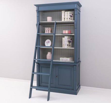 Biblioteca 2 usi BAS + vitrina deschisa SUP, Colectia Directoire, scara nu este inclusa in pret de la Rustic Butique OUTPS75BAS+PS471SUP - Culoare Ext._P051 / Culoare Int._P077 - DUBLU COLOR