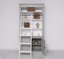 Biblioteca 2 usi BAS + vitrina deschisa SUP, Colectia Directoire, scara nu este inclusa in pret de la Rustic Butique PS75BAS + PS471SUP - Culoare Ext._P077 / Culoare Int._P004 - DUBLU COLOR