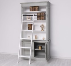 Biblioteca 2 usi BAS + vitrina deschisa SUP, Colectia Directoire, scara nu este inclusa in pret de la Rustic Butique PS75BAS + PS471SUP - Culoare Ext._P077 / Culoare Int._P004 - DUBLU COLOR