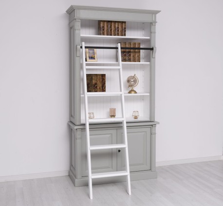 Biblioteca 2 usi BAS + vitrina deschisa SUP, Colectia Directoire, scara nu este inclusa in pret de la Rustic Butique PS75BAS + PS471SUP - Culoare Ext._P077 / Culoare Int._P004 - DUBLU COLOR