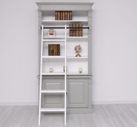 Biblioteca 2 usi BAS + vitrina deschisa SUP, Colectia Directoire, scara nu este inclusa in pret de la Rustic Butique PS75BAS + PS471SUP - Culoare Ext._P077 / Culoare Int._P004 - DUBLU COLOR