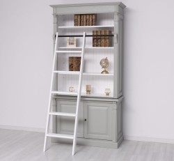 Biblioteca 2 usi BAS + vitrina deschisa SUP, Colectia Directoire, scara nu este inclusa in pret de la Rustic Butique PS75BAS + PS471SUP - Culoare Ext._P077 / Culoare Int._P004 - DUBLU COLOR