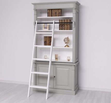 Biblioteca 2 usi BAS + vitrina deschisa SUP, Colectia Directoire, scara nu este inclusa in pret de la Rustic Butique PS75BAS + PS471SUP - Culoare Ext._P077 / Culoare Int._P004 - DUBLU COLOR