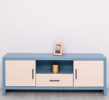 Comoda TV cu 2 usi si 1 sertar Rustic Haven de la Rustic Butique PS745 - Culoare Corp_P053 - Culoare Usi si Sertare_P095 - DUBLU COLOR