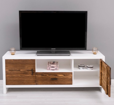 Comoda TV cu 2 usi si 1 sertar Rustic Haven de la Rustic Butique PS745 - Culoare Corp_P004 - Culoare Usi si Sertare_P064 - DUBLU COLOR