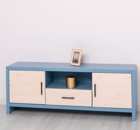 Comoda TV cu 2 usi si 1 sertar Rustic Haven de la Rustic Butique PS745 - Culoare Corp_P053 - Culoare Usi si Sertare_P095 - DUBLU COLOR