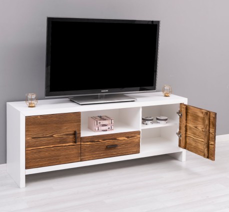 Comoda TV cu 2 usi si 1 sertar Rustic Haven de la Rustic Butique PS745 - Culoare Corp_P004 - Culoare Usi si Sertare_P064 - DUBLU COLOR