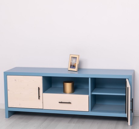 Comoda TV cu 2 usi si 1 sertar Rustic Haven de la Rustic Butique PS745 - Culoare Corp_P053 - Culoare Usi si Sertare_P095 - DUBLU COLOR