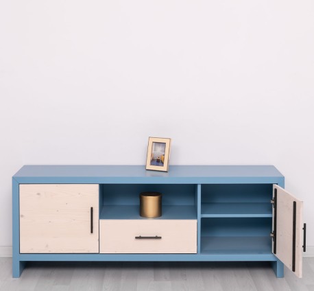 Comoda TV cu 2 usi si 1 sertar Rustic Haven de la Rustic Butique PS745 - Culoare Corp_P053 - Culoare Usi si Sertare_P095 - DUBLU COLOR
