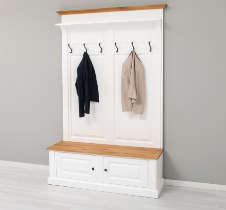 Cuier cu 2 usi, cu blat stejar de la Rustic Butique PS366 - Culoare Top si Cornise_P089 - Culoare Corp_P004 - DUBLU COLOR