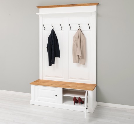Cuier cu 2 usi, cu blat stejar de la Rustic Butique PS366 - Culoare Top si Cornise_P089 - Culoare Corp_P004 - DUBLU COLOR