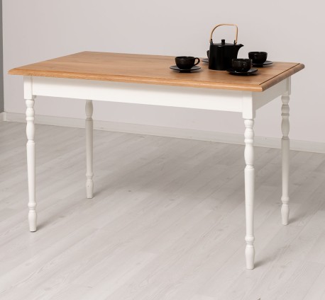 Masa cu blat stejar si picioare strunjite, dim. 120x70x78 de la Rustic Butique PS660-120 - Culoare Top_P061 - Culoare Corp_P039A - DUBLU COLOR