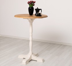 Masa de bar cu blat rotund 110cm, blat stejar de la Rustic Butique PS672 - Culoare Top_P061 - Culoare Corp_P015 - DUBLU COLOR