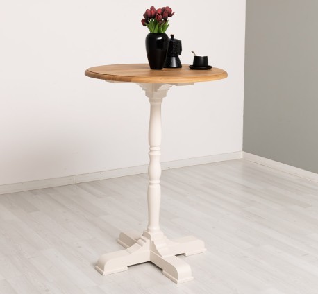 Masa de bar cu blat rotund 110cm, blat stejar de la Rustic Butique PS672 - Culoare Top_P061 - Culoare Corp_P015 - DUBLU COLOR