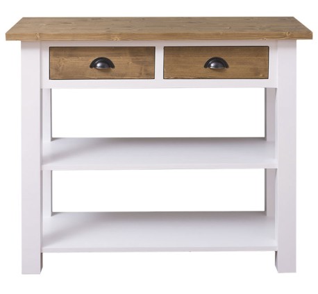 Consola cu 2 rafturi de la Rustic Butique PS141 - Culoare Top_P001 - Culoare Corp_P004 - Culoare Sertare_P001 - DUBLU COLOR