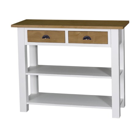 Consola cu 2 rafturi de la Rustic Butique PS141 - Top Culoare_P001 - Corp_P004 - Sertare_P001 - DUBLU CULOR