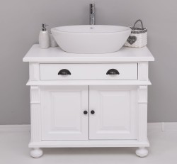 Dulap baie cu picior ornamentat pentru 1 chiuveta suprapusa de la Rustic Butique PS716 - Culoare_P004 - VOPSIT