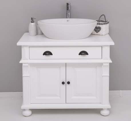 Dulap baie cu picior ornamentat pentru 1 chiuveta suprapusa de la Rustic Butique PS716 - Culoare_P004 - VOPSIT