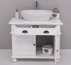 Dulap baie cu picior ornamentat pentru 1 chiuveta suprapusa de la Rustic Butique PS716 - Culoare_P004 - VOPSIT