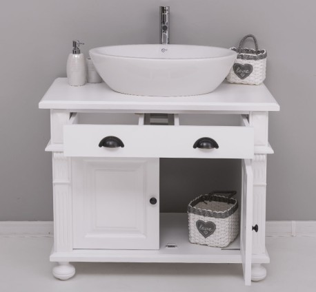 Dulap baie cu picior ornamentat pentru 1 chiuveta suprapusa de la Rustic Butique PS716 - Culoare_P004 - VOPSIT