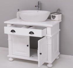 Dulap baie cu picior ornamentat pentru 1 chiuveta suprapusa de la Rustic Butique PS716 - Culoare_P004 - VOPSIT