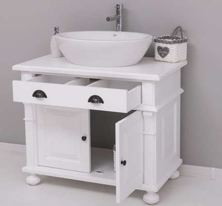 Dulap baie cu picior ornamentat pentru 1 chiuveta suprapusa de la Rustic Butique PS716 - Culoare_P004 - VOPSIT