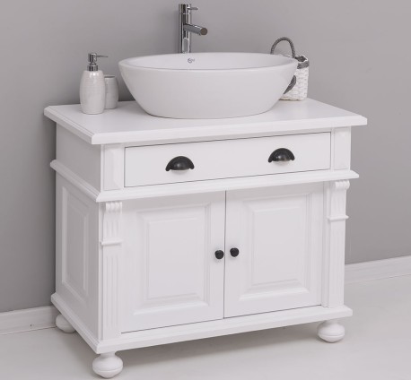 Dulap baie cu picior ornamentat pentru 1 chiuveta suprapusa de la Rustic Butique PS716 - Culoare_P004 - VOPSIT