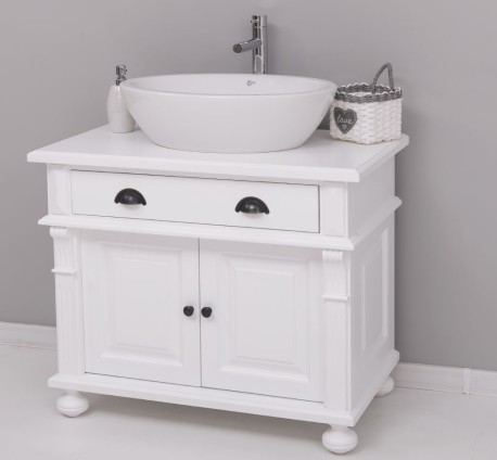Dulap baie cu picior ornamentat pentru 1 chiuveta suprapusa de la Rustic Butique PS716 - Culoare_P004 - VOPSIT