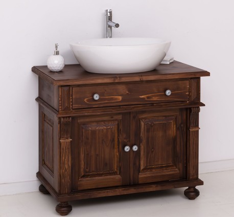 Dulap baie cu picior ornamentat pentru 1 chiuveta suprapusa de la Rustic Butique PS716 - Culoare_P081 - LACUIT & VOPSIT