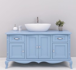 Mobilier baie Chic cu 4 usi si 2 sertare pentru chiuveta suprapusa de la Rustic Butique PS728 - Culoare_P053 - VOPSIT