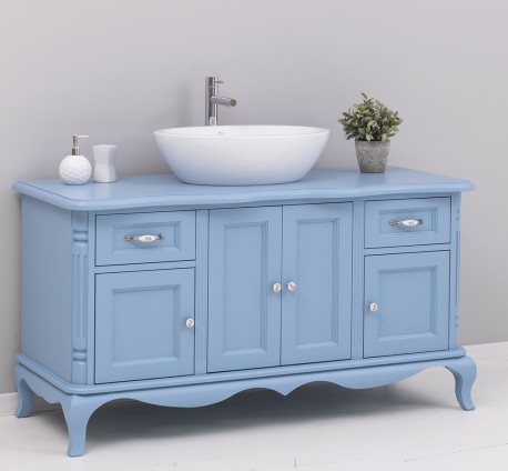 Mobilier baie Chic cu 4 usi si 2 sertare pentru chiuveta suprapusa de la Rustic Butique PS728 - Culoare_P053 - VOPSIT