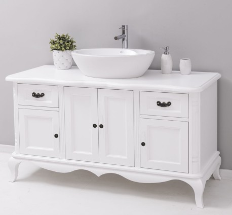 Mobilier baie Chic cu 4 usi si 2 sertare pentru chiuveta suprapusa de la Rustic Butique PS728 - Culoare_P004 - VOPSIT