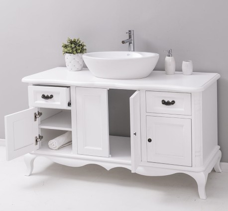 Mobilier baie Chic cu 4 usi si 2 sertare pentru chiuveta suprapusa de la Rustic Butique PS728 - Culoare_P004 - VOPSIT