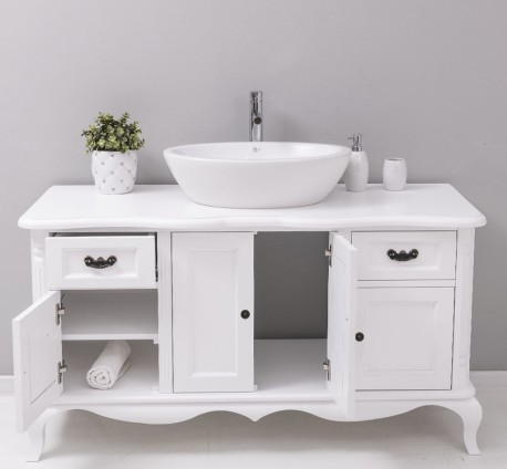 Mobilier baie Chic cu 4 usi si 2 sertare pentru chiuveta suprapusa de la Rustic Butique PS728 - Culoare_P004 - VOPSIT