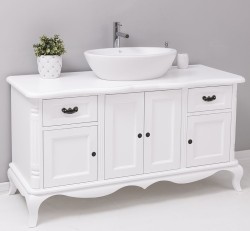 Mobilier baie Chic cu 4 usi si 2 sertare pentru chiuveta suprapusa de la Rustic Butique PS728 - Culoare_P004 - VOPSIT
