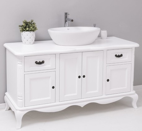 Mobilier baie Chic cu 4 usi si 2 sertare pentru chiuveta suprapusa de la Rustic Butique PS728 - Culoare_P004 - VOPSIT