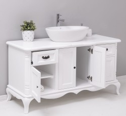 Mobilier baie Chic cu 4 usi si 2 sertare pentru chiuveta suprapusa de la Rustic Butique PS728 - Culoare_P004 - VOPSIT