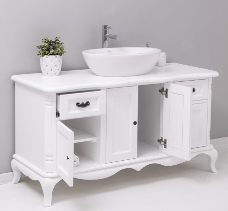 Mobilier baie Chic cu 4 usi si 2 sertare pentru chiuveta suprapusa de la Rustic Butique PS728 - Culoare_P004 - VOPSIT