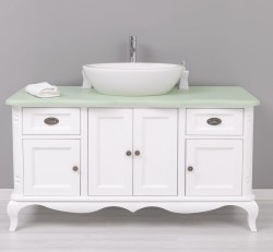 Mobilier baie Chic cu 4 usi si 2 sertare pentru chiuveta suprapusa de la Rustic Butique PS728 - Culoare Top_P092 - Culoare Corp_P004 - DUBLU COLOR