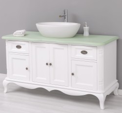 Mobilier baie Chic cu 4 usi si 2 sertare pentru chiuveta suprapusa de la Rustic Butique PS728 - Culoare Top_P092 - Culoare Corp_P004 - DUBLU COLOR