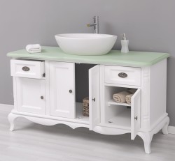 Mobilier baie Chic cu 4 usi si 2 sertare pentru chiuveta suprapusa de la Rustic Butique PS728 - Culoare Top_P092 - Culoare Corp_P004 - DUBLU COLOR